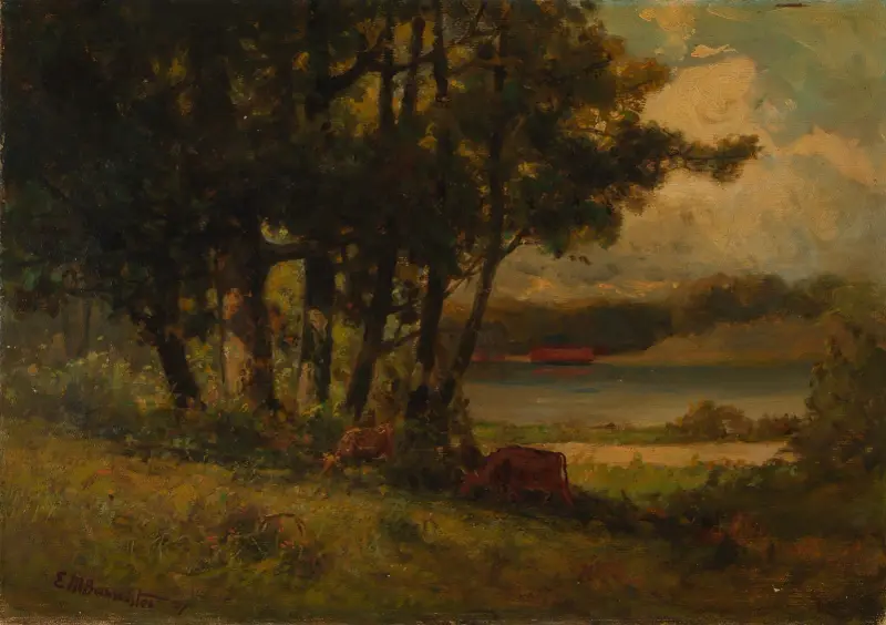 Untitled (landscape with cows grazing near river) – nr 5 av Edward Mitchell Bannister
