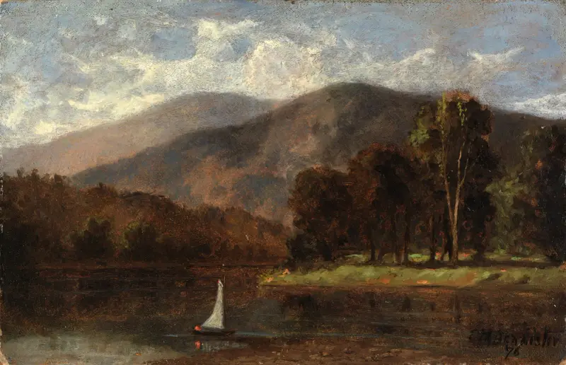 Untitled (sailboat in river), 1876 av Edward Mitchell Bannister