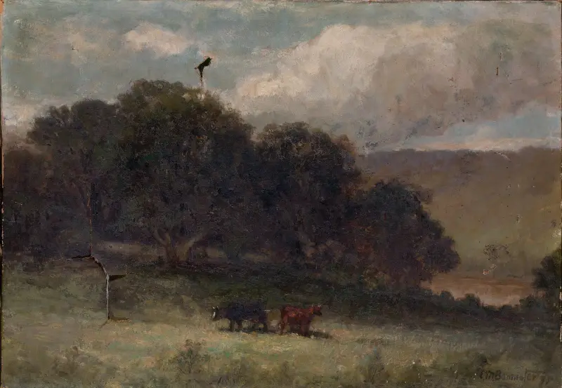 Bez tytułu (pejzaż z drzewami i dwiema krowami na łące), 1895, Edward Mitchell Bannister