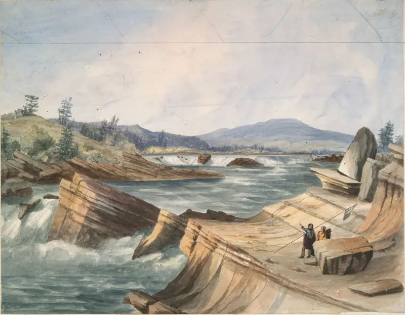 Kettle Falls, rzeka Columbia, John Mix Stanley