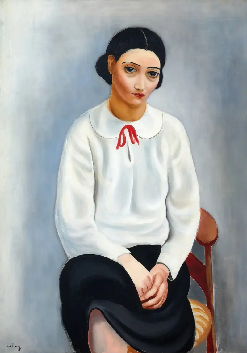 Kvinna i vit blus av Moïse Kisling