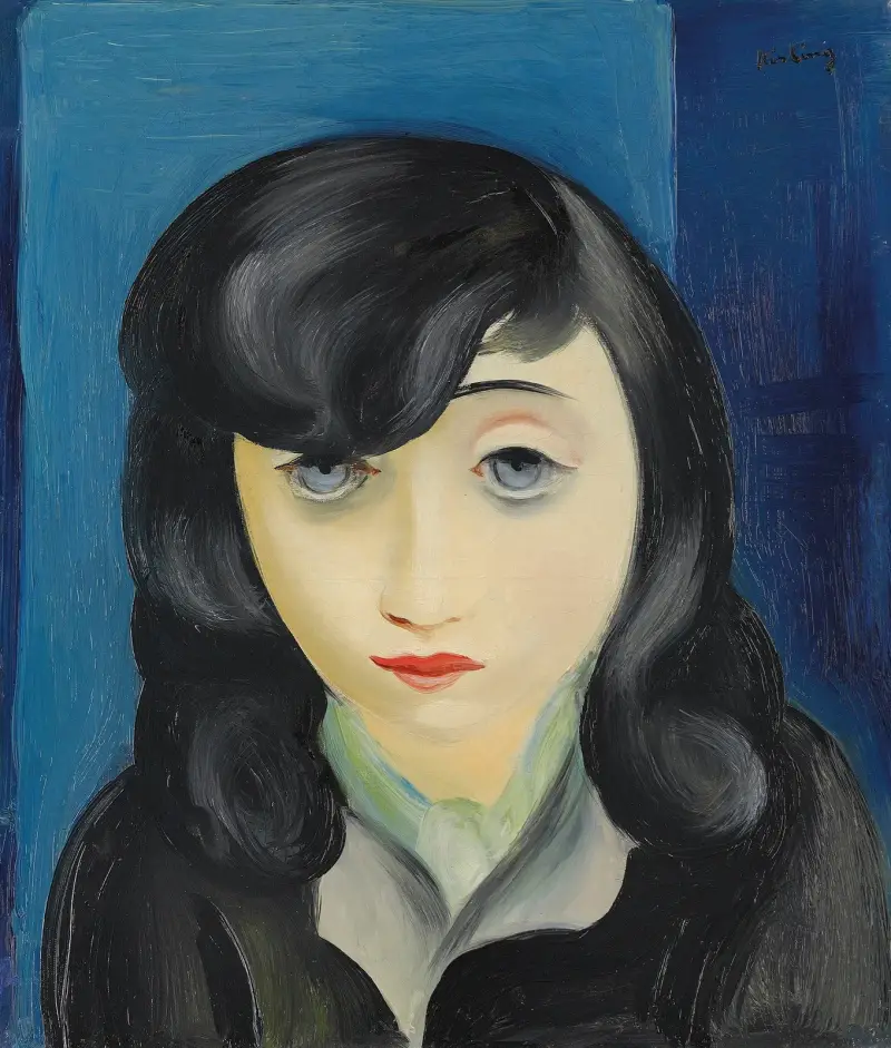 Porträtt av kvinna med lugg av Moïse Kisling