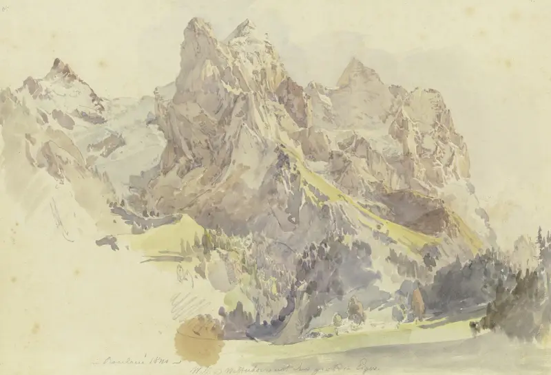 Blick von Rosenlaui auf das Wetterhorn und den Eiger av Johann Nepomuk Rauch