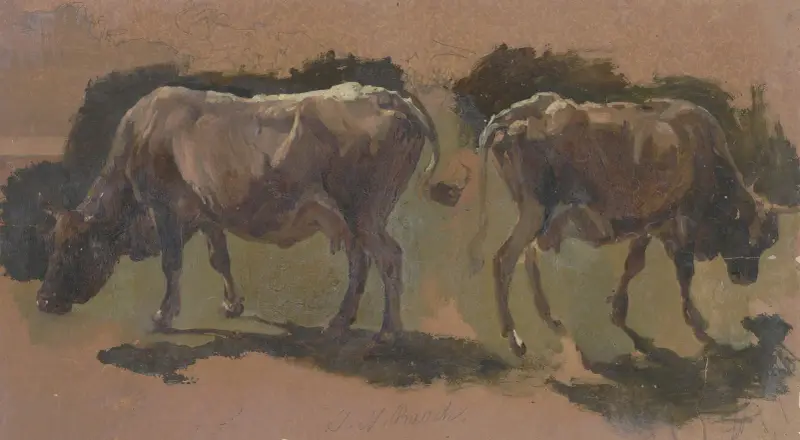 Two cows in Albano av Johann Nepomuk Rauch