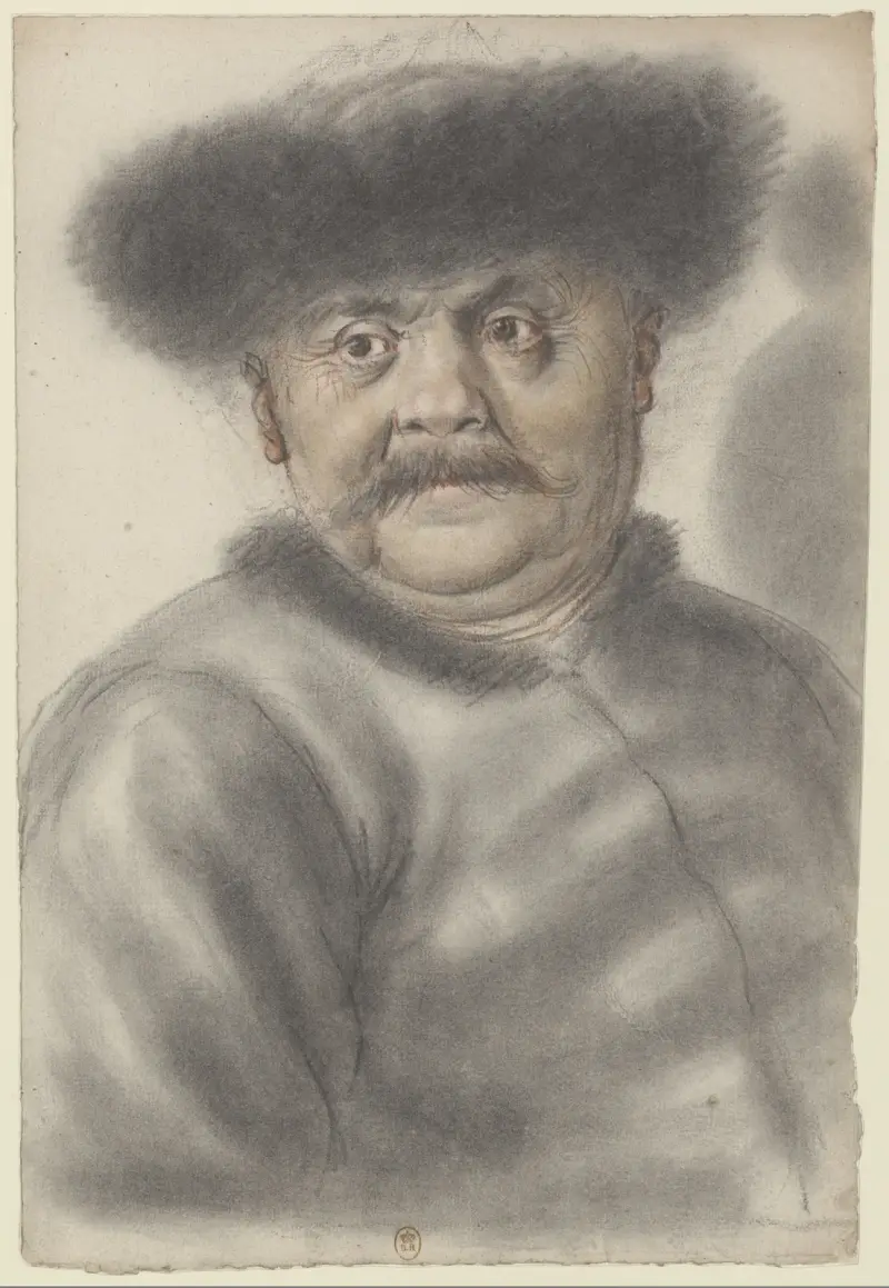 Mann mit Pelzmütze, von vorn von Nicolas Lagneau