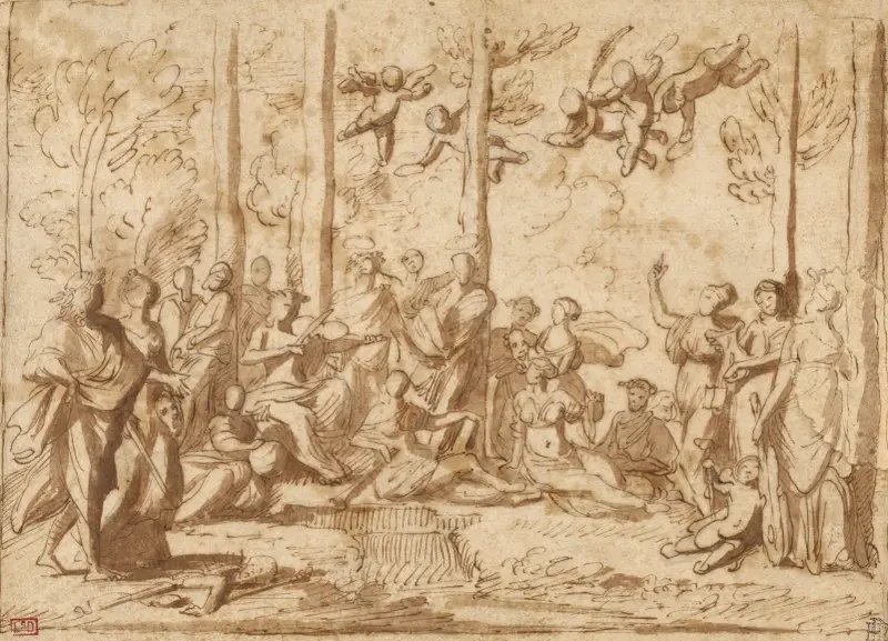 Apollo and the Muses on Mount Parnassus av Nicolas Poussin