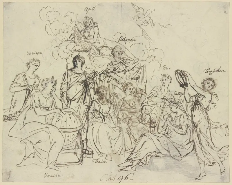 Apoll and the muses av Daniel Nikolaus Chodowiecki