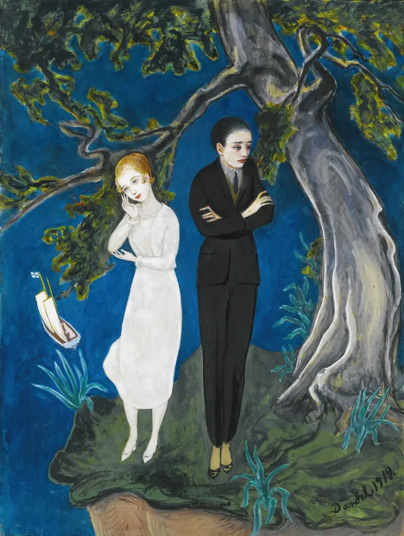 Ung man i svart, flicka i vitt av Nils Dardel