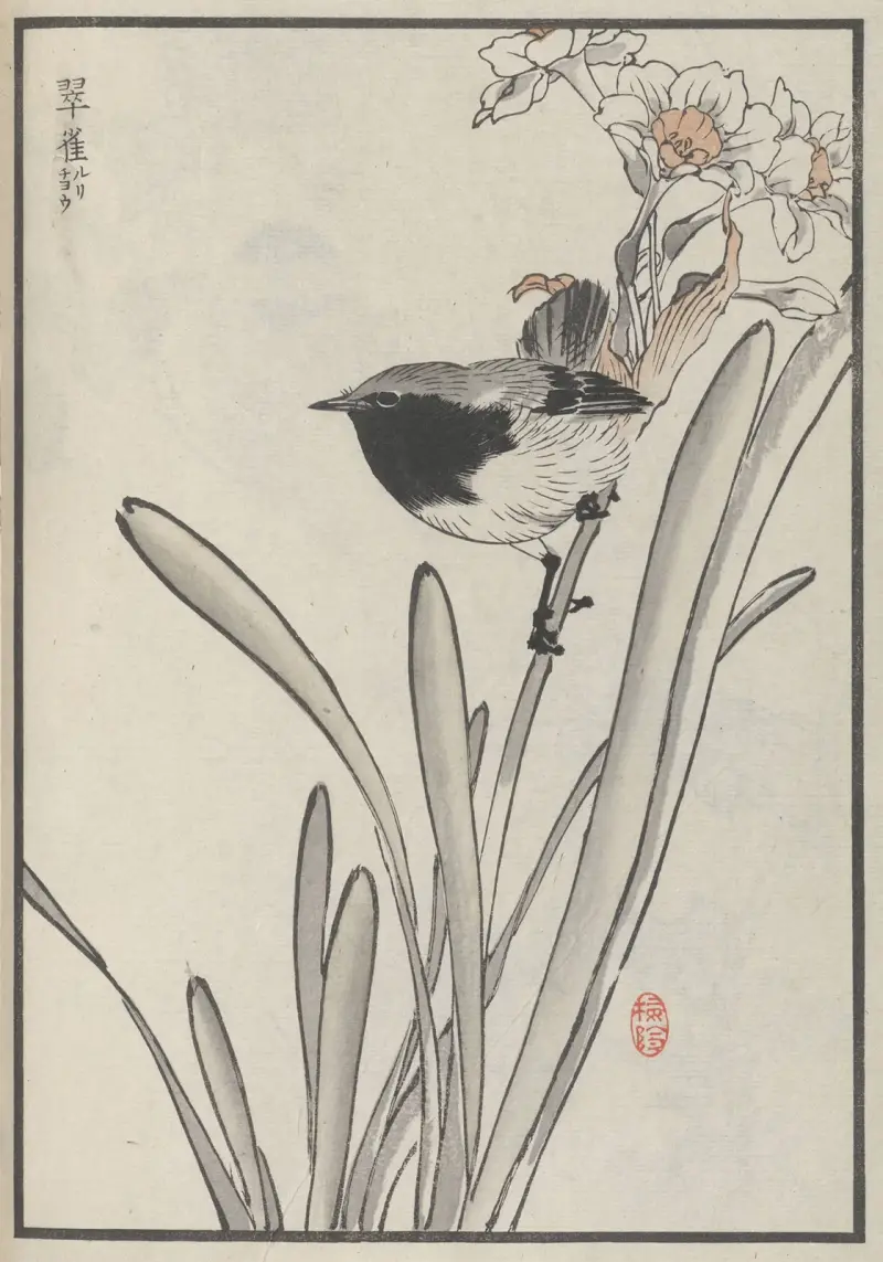 Bairei hyakuchō gafu. Himlen, plansch 14 av Kōno Bairei