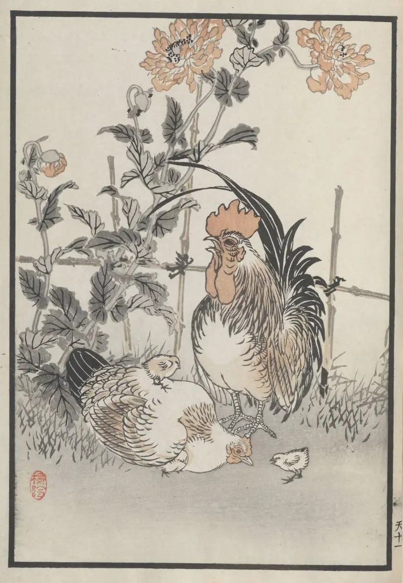 Bairei hyakuchō gafu. Himlen, plansch 21 av Kōno Bairei
