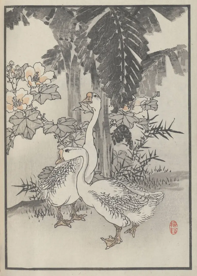 Bairei hyakuchō gafu. Himlen, plansch 38 av Kōno Bairei