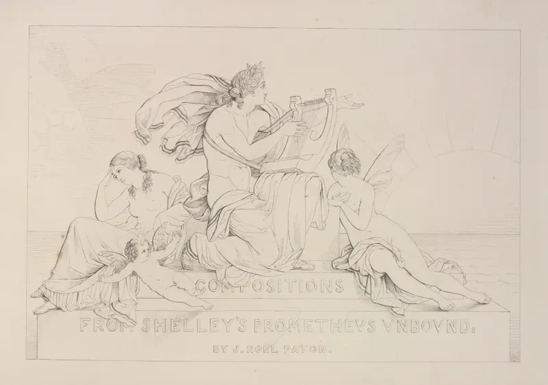 Kompositioner till Shelleys Prometheus befriad – titelsida av Sir Joseph Noel Paton