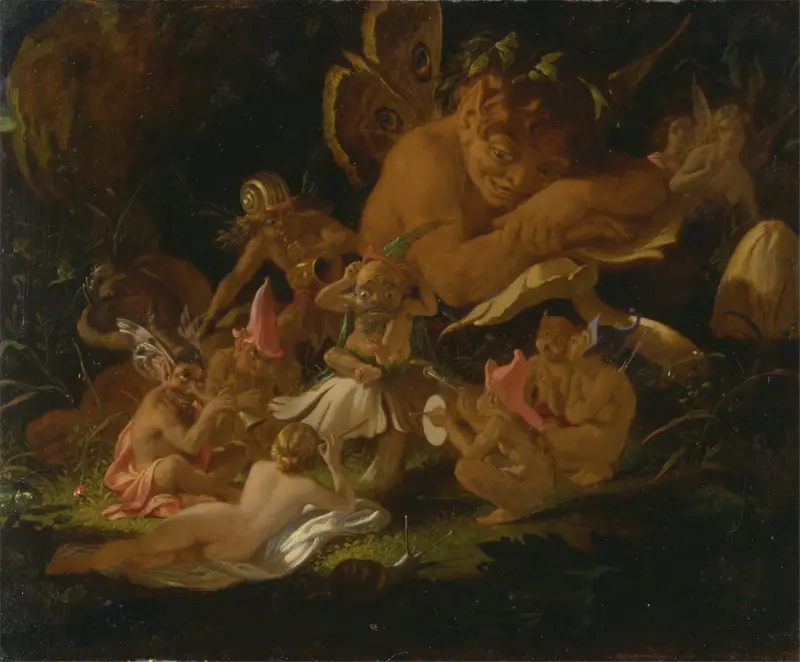 Puck och älvorna, ur En midsommarnattsdröm av Sir Joseph Noel Paton