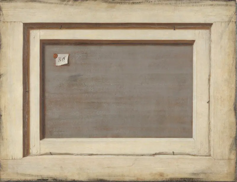 Trompe l'œil. Baksidan av en inramad målning av Cornelis Norbertus Gijsbrechts
