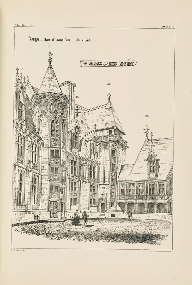 Bourges. Dom Jacques’a Coeur. Widok na dziedziniec., Richard Norman Shaw