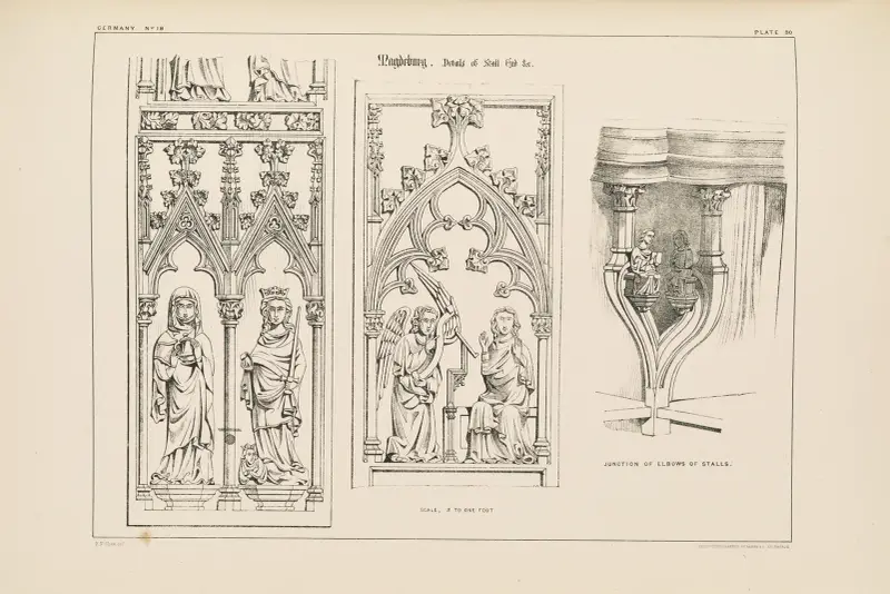 Magdeburg. Detaljer av stallgavel m.m. av Richard Norman Shaw
