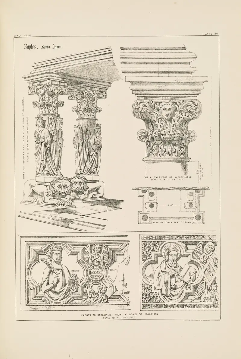 Neapel. Santa Chiara, gravmonument över Karl, den lysande hertigen av Kalabrien av Richard Norman Shaw
