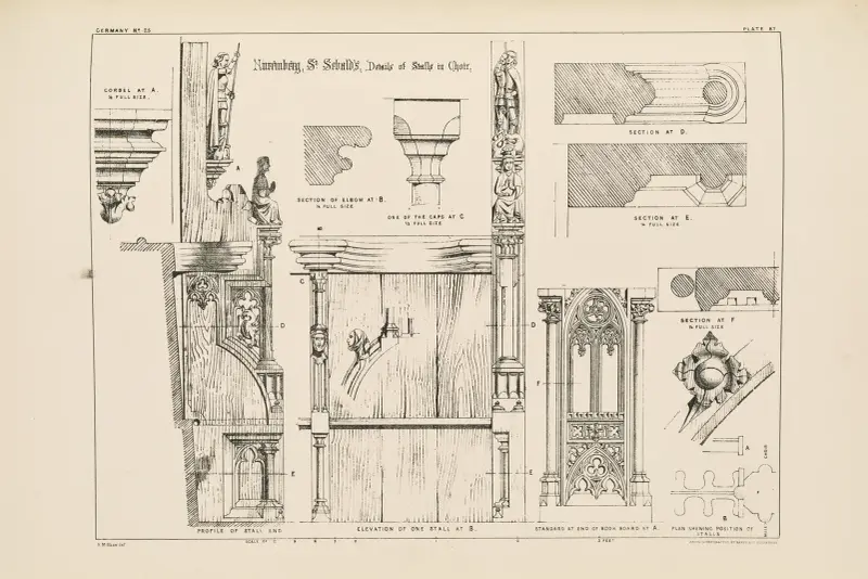 Nürnberg. St. Sebald. Details der Chorstallen, 1872 – Nr. 2 von Richard Norman Shaw