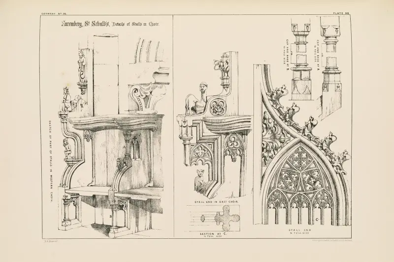 Nürnberg. S:t Sebald. Detaljer av korstallarna, 1872 – nr 1 av Richard Norman Shaw