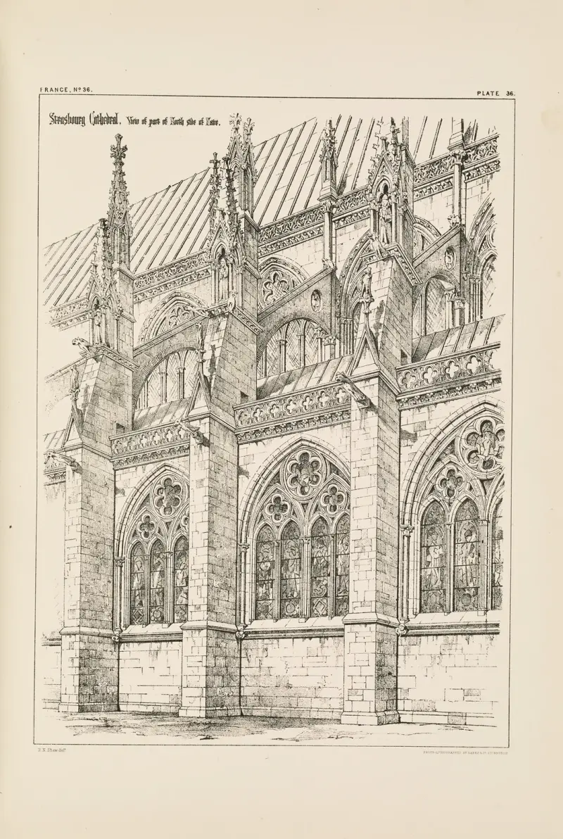 Strasbourg. Katedralen. Vy över del av norra sidan av Richard Norman Shaw