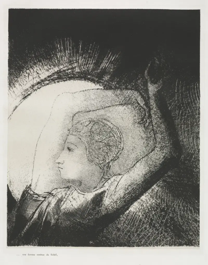 En kvinna klädd i solen av Odilon Redon