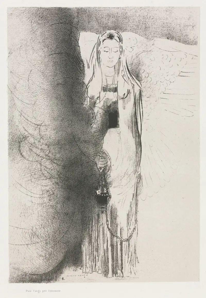 Och ängeln tog rökelsekaret av Odilon Redon