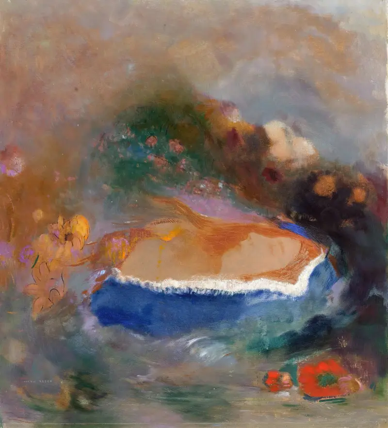 Ofelia z niebieskim welonem na wodzie, Odilon Redon
