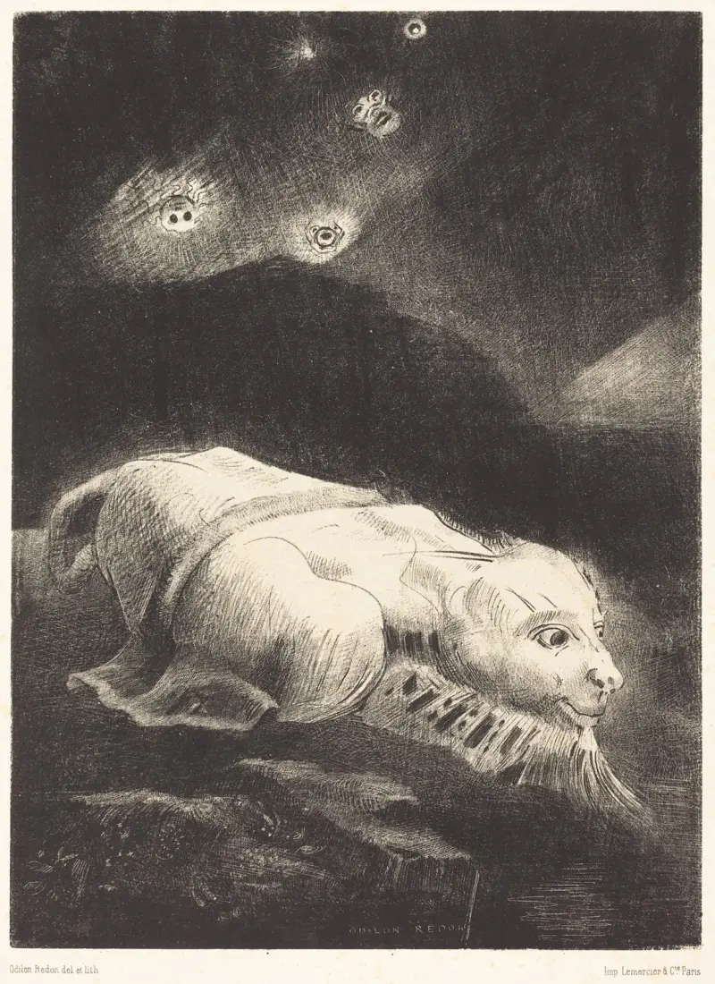 När livet vaknade i den dunkla materiens djup av Odilon Redon