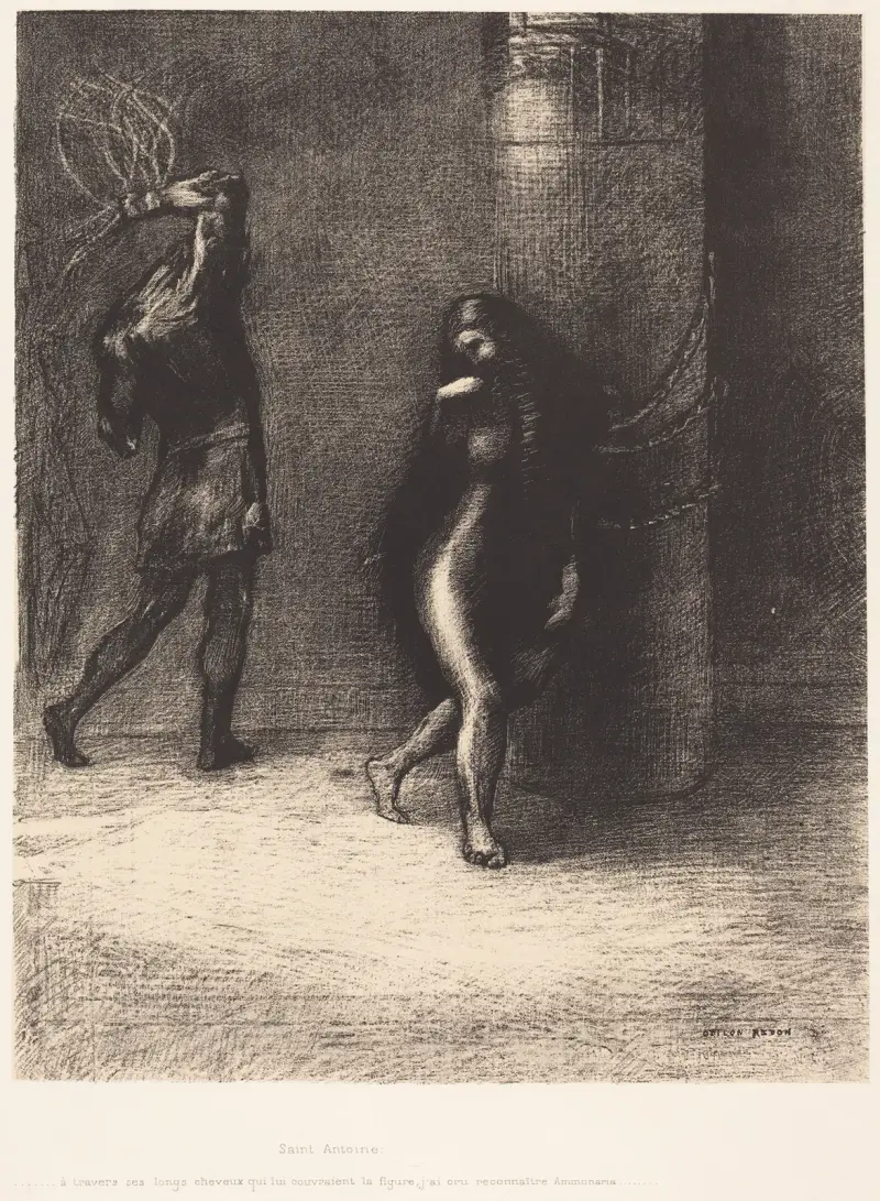 Sankt Antonius... Genom hennes långa hår som täckte ansiktet trodde jag mig känna igen Ammonaria av Odilon Redon