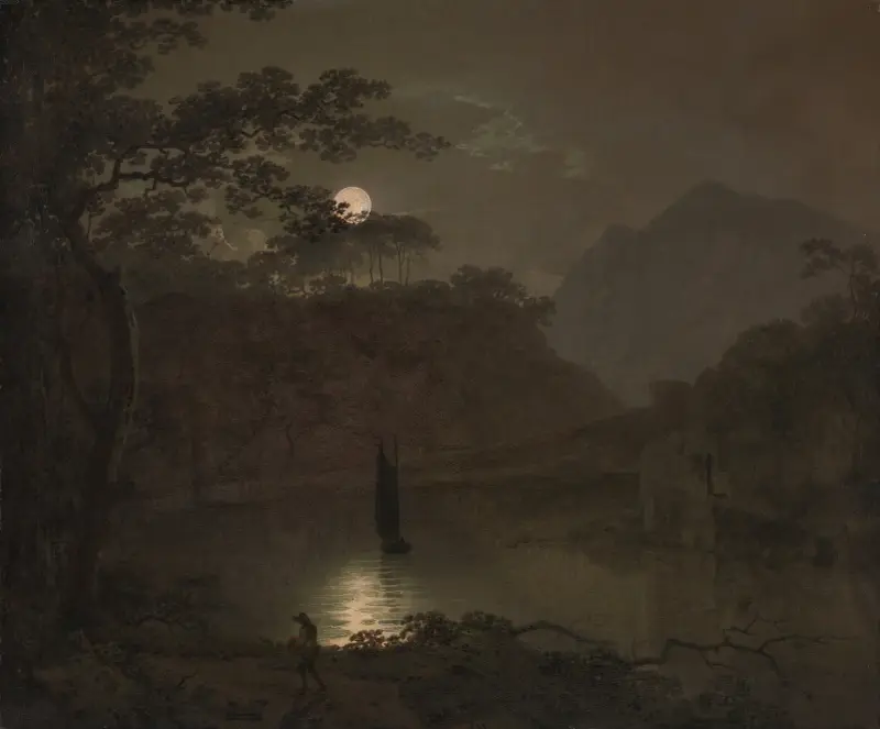 See bei Mondschein von Joseph Wright of Derby