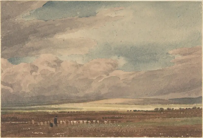 Salisbury Plain with Old Sarum in the Distance, Wiltshire av William Turner of Oxford