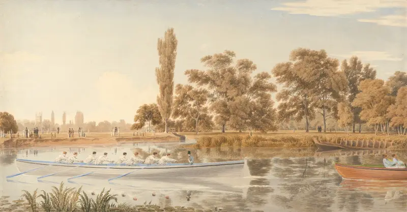 The Exeter College Eight på Isis i Oxford av William Turner of Oxford