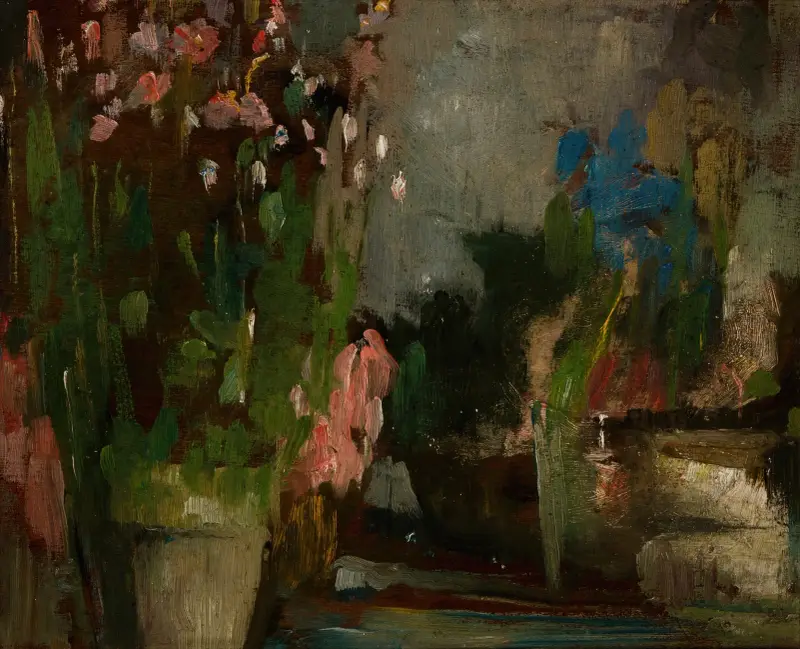 Blommor på en terrass av Olga Boznanska