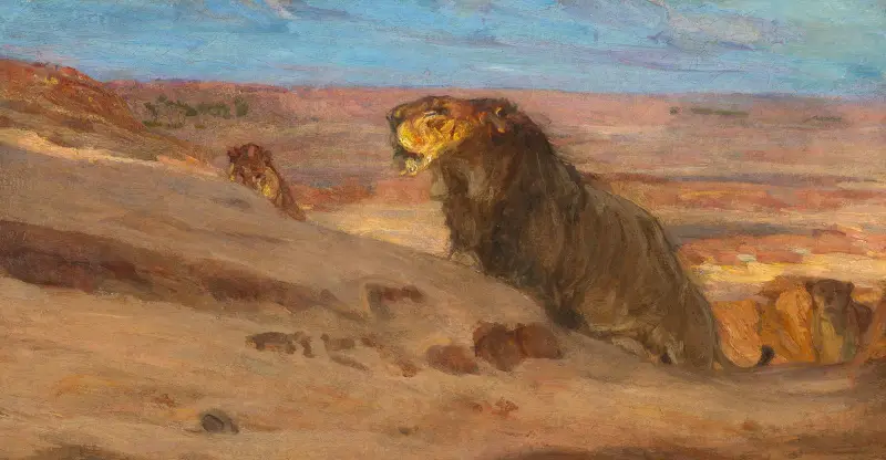 Löwen in der Wüste von Henry Ossawa Tanner