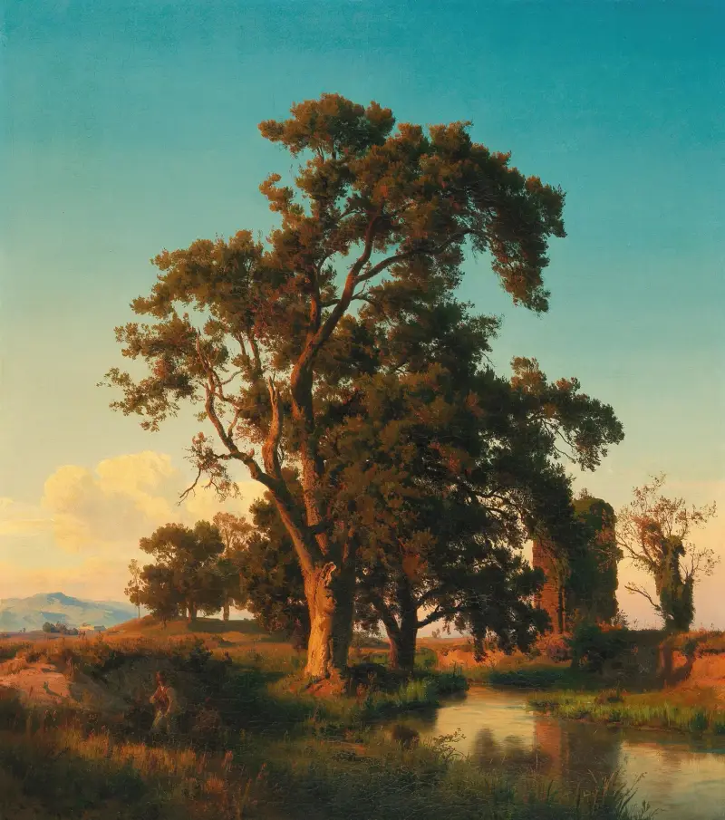 Ett majestätiskt träd i kvällsljuset av Oswald Achenbach