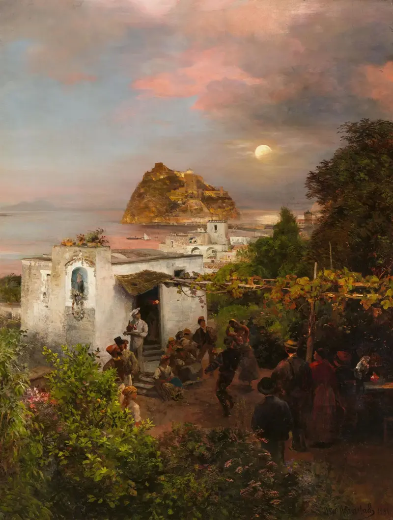 Widok na Ischię, Oswald Achenbach
