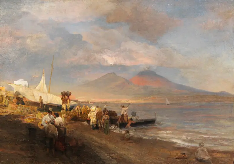 Neapelbukten med utsikt mot Vesuvius av Oswald Achenbach