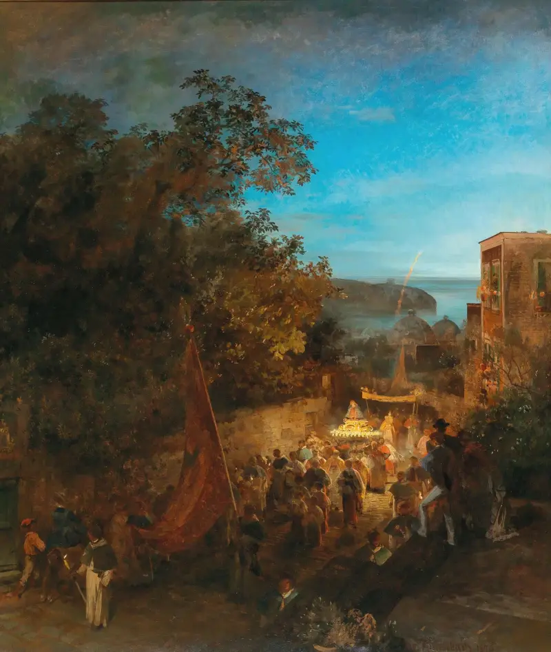 Ischia – S:ta Annas fest, Casamicciola av Oswald Achenbach