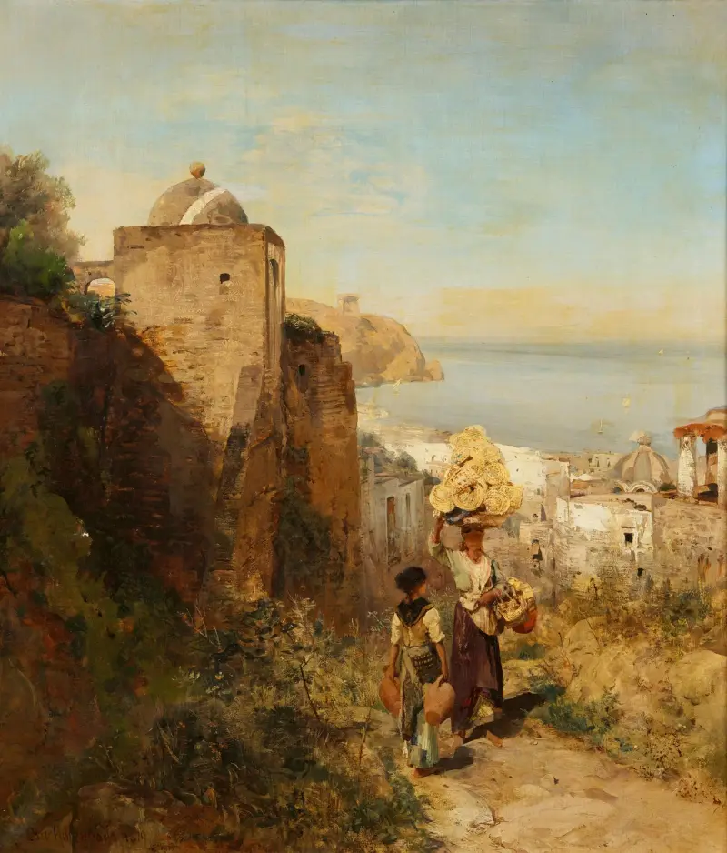 Krajobraz wybrzeża pod Neapolem, Oswald Achenbach