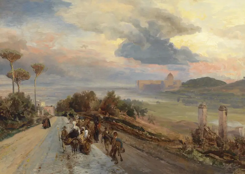 Via Cassia u Říma, Oswald Achenbach