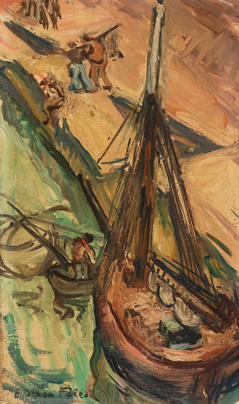 Segelkutter an der Kaimauer av Emile Othon Friesz