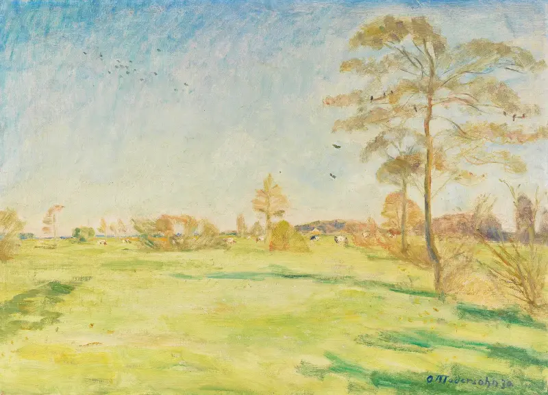 Wümmelandschaft mit Kühen av Otto Modersohn
