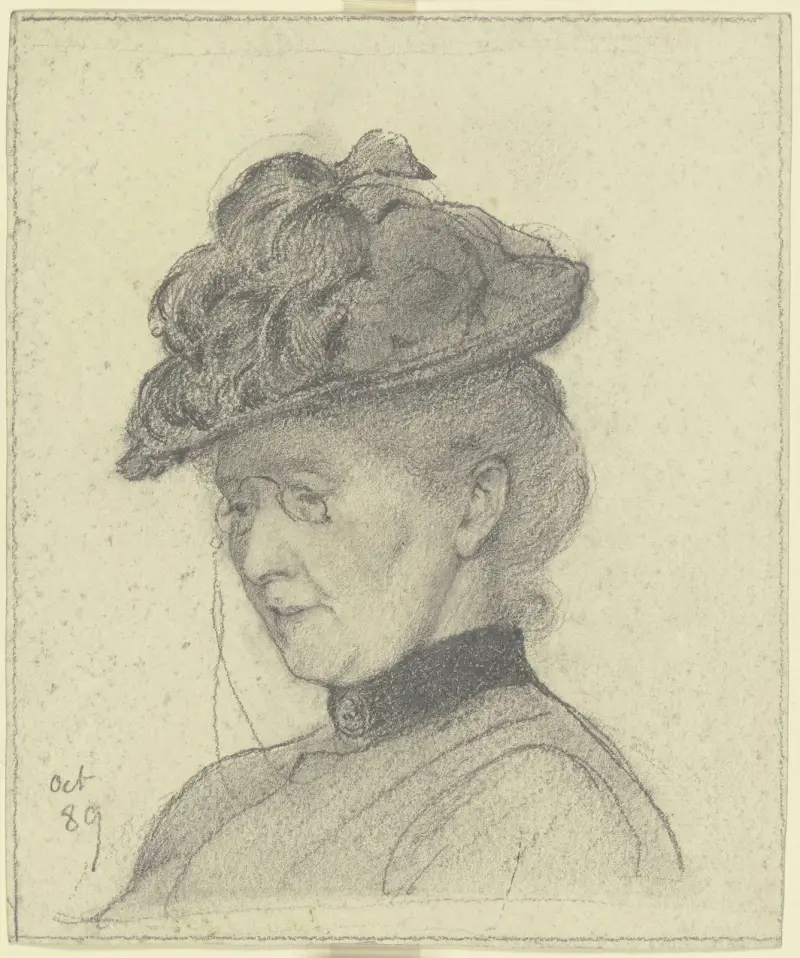 Portret Luise Scholderer w kapeluszu, Otto Scholderer