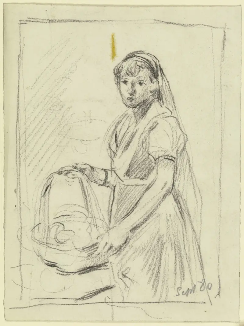 Girl with a basket av Otto Scholderer