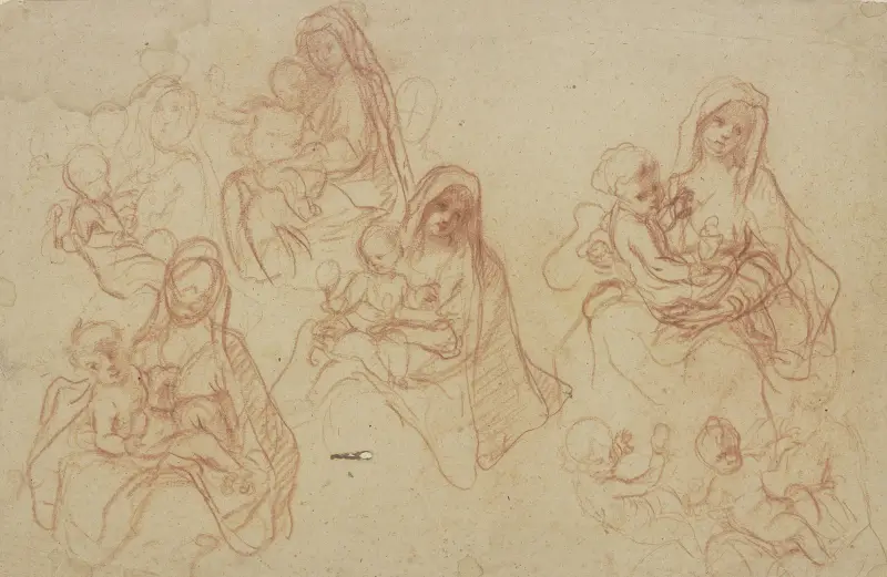 Studienblatt; Madonna mit Kind av Otto Scholderer