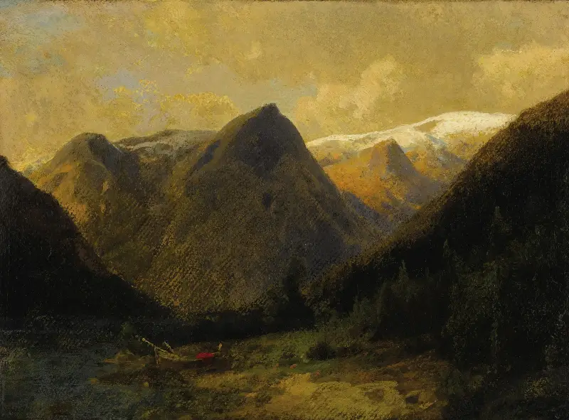 Kánoe u břehu vody, Hermann Ottomar Herzog
