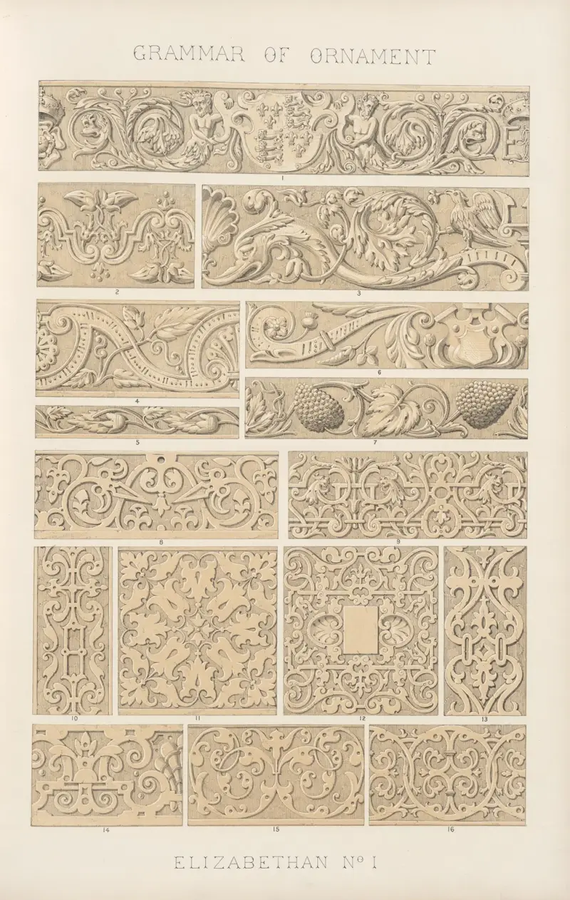Elisabethanische Ornamentik Nr. 1, 1856 von Owen Jones