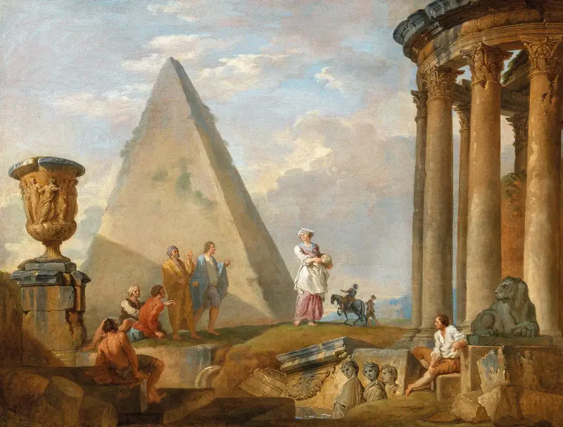 Ruiner med en predikande kvinna av Giovanni Paolo Panini