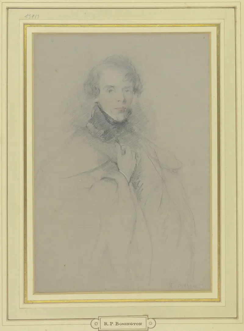 Självporträtt i kappa, knästycke av Richard Parkes Bonington