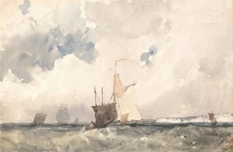 Schiffe auf bewegtem Meer von Richard Parkes Bonington